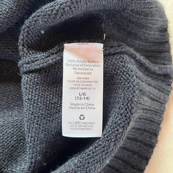 Festive Navidad Sz Large Black Christmas Sweater with Colorful Tree Design - Picture 6 of 8